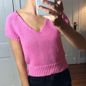 Express crochet knit sweater vintage pink top